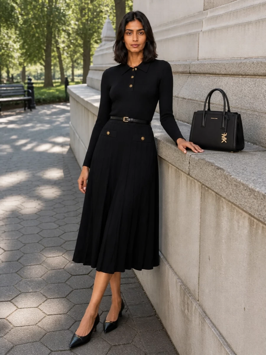 Michael kors black knit shirt dress pumps