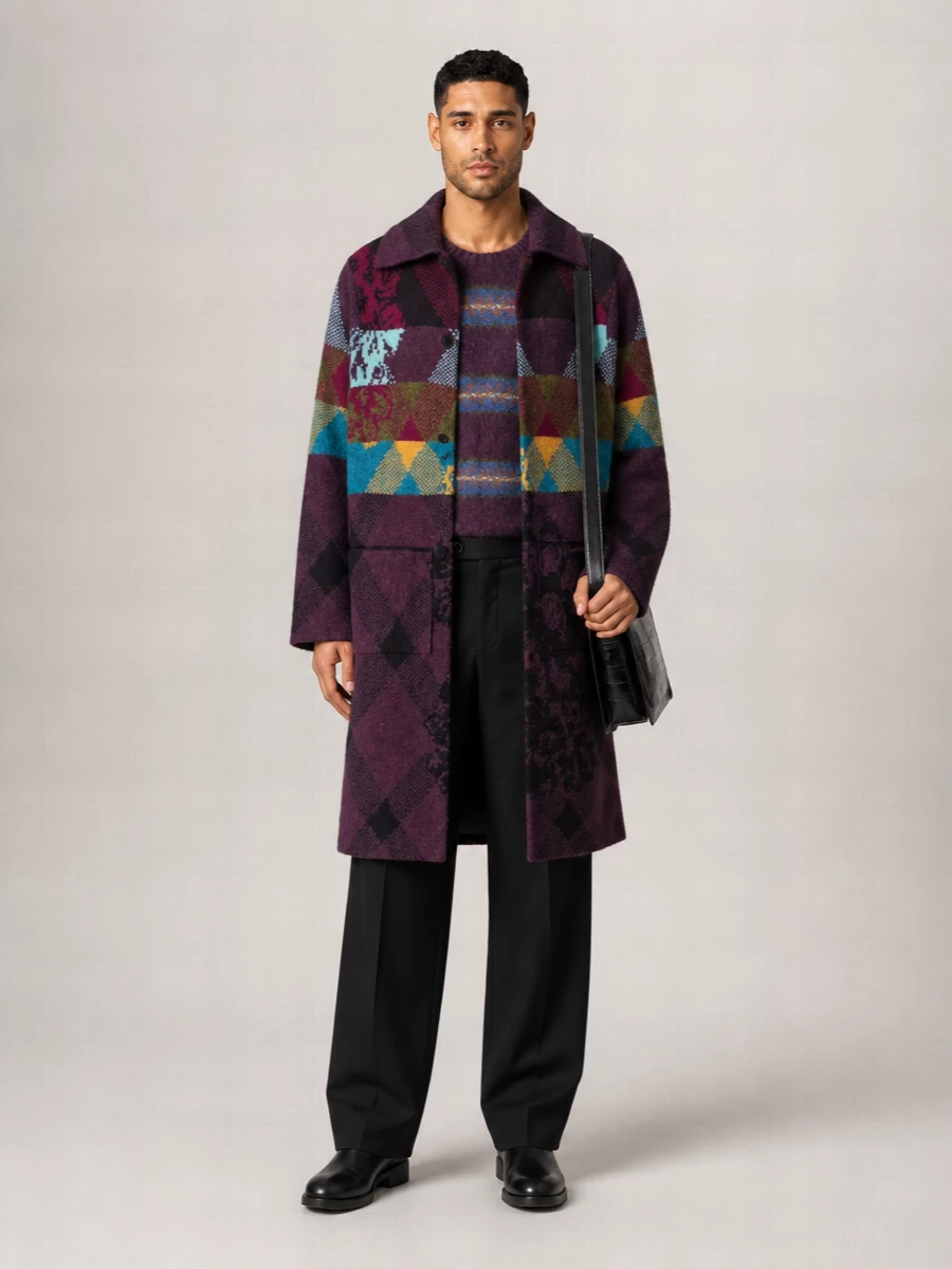 Dries Van Noten wool alpaca oversized floral patchwork cardigan