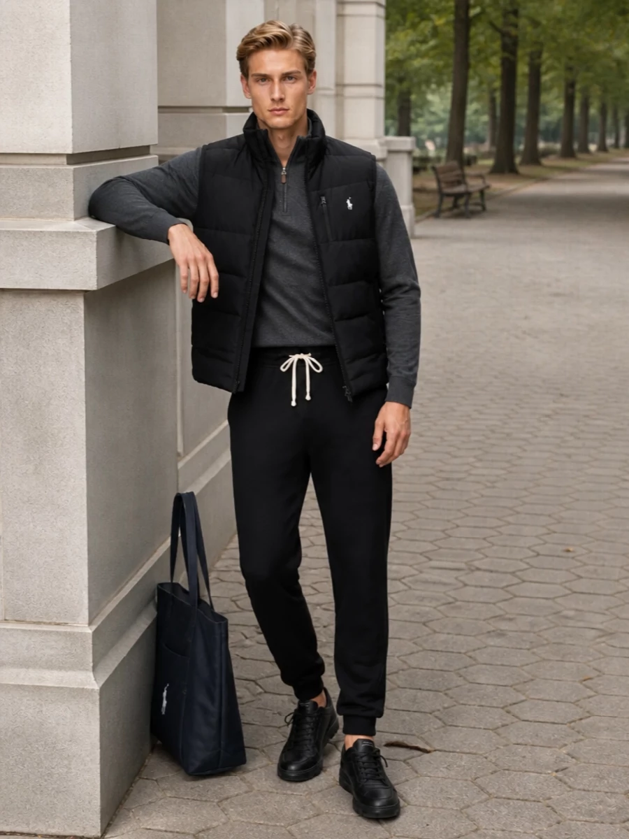 Ralph lauren gilet joggers black sneakers