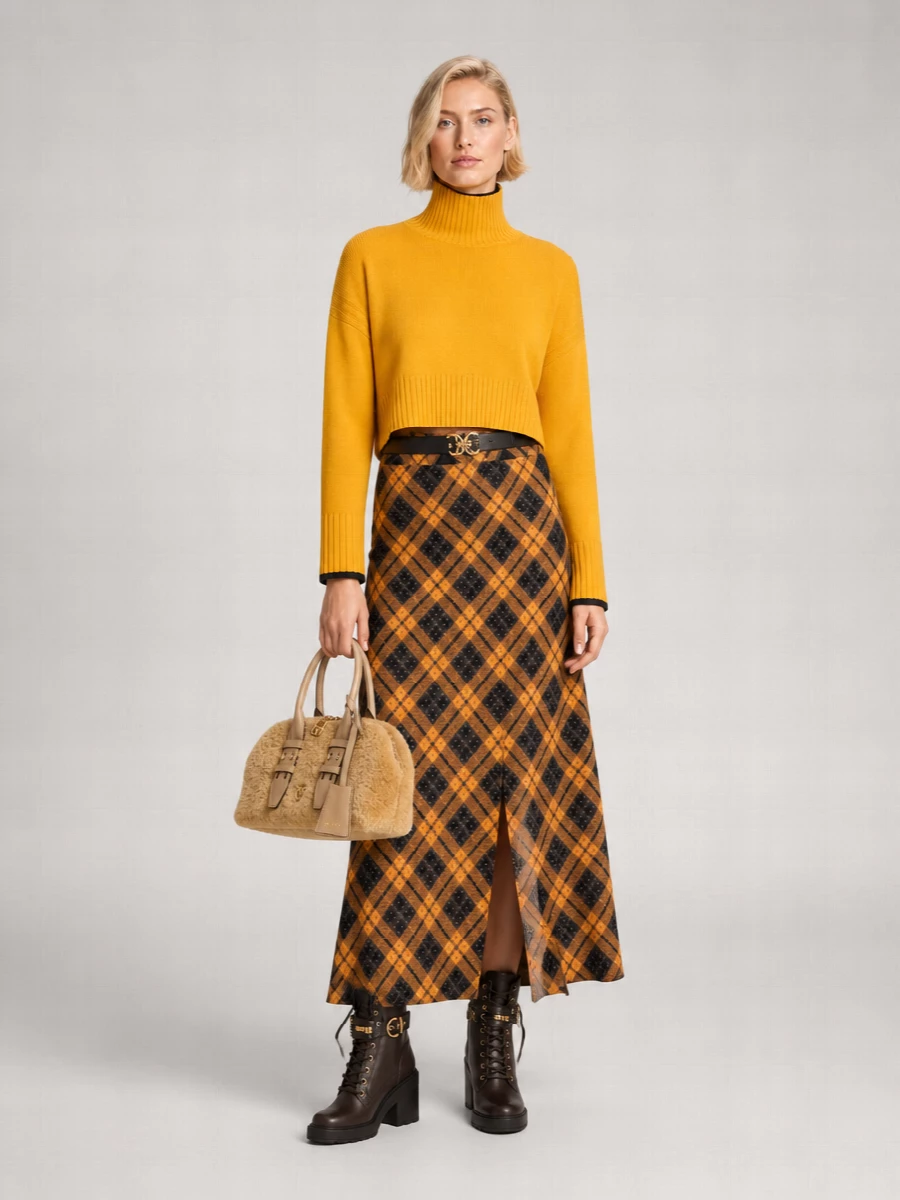 Pinko Viscose Midi A-Line Skirt