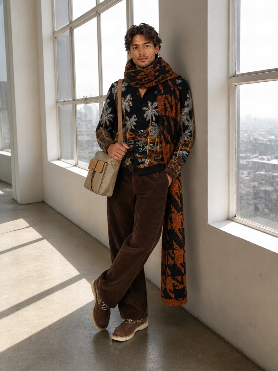 Alanui cardigan wide leg corduroy gucci boots