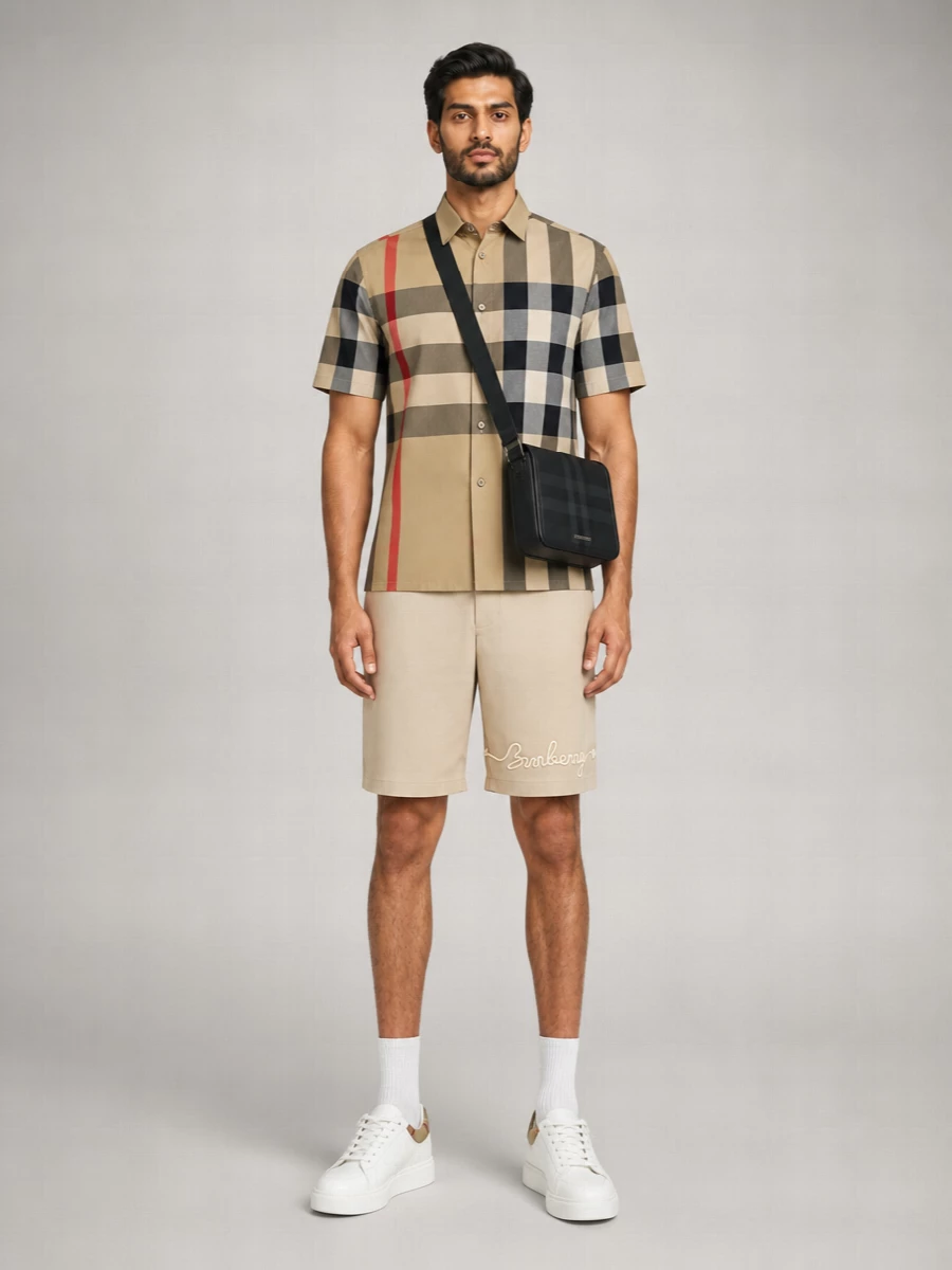 Burberry Cotton Check Short-Sleeve Shirt