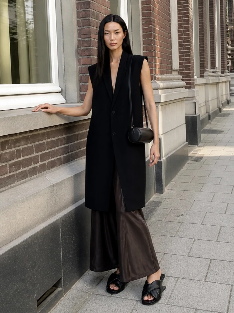 Rick owens halterneck dress and vest outfit