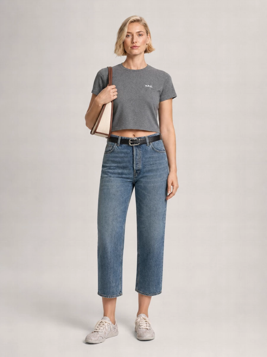 Haikure Cotton High-Rise Straight-Leg Cropped Jeans