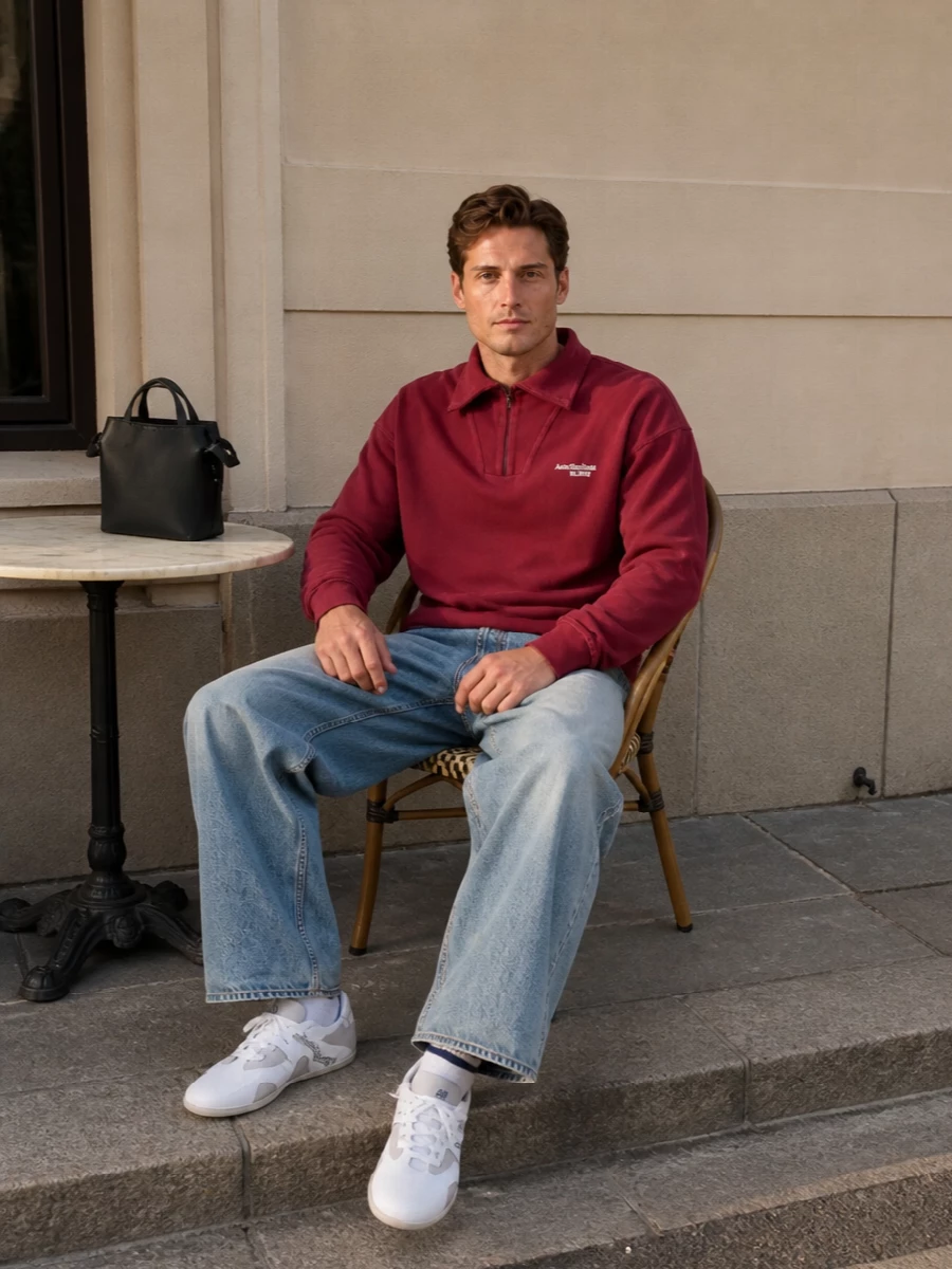 Acne studios rugby wide leg jeans sneakers