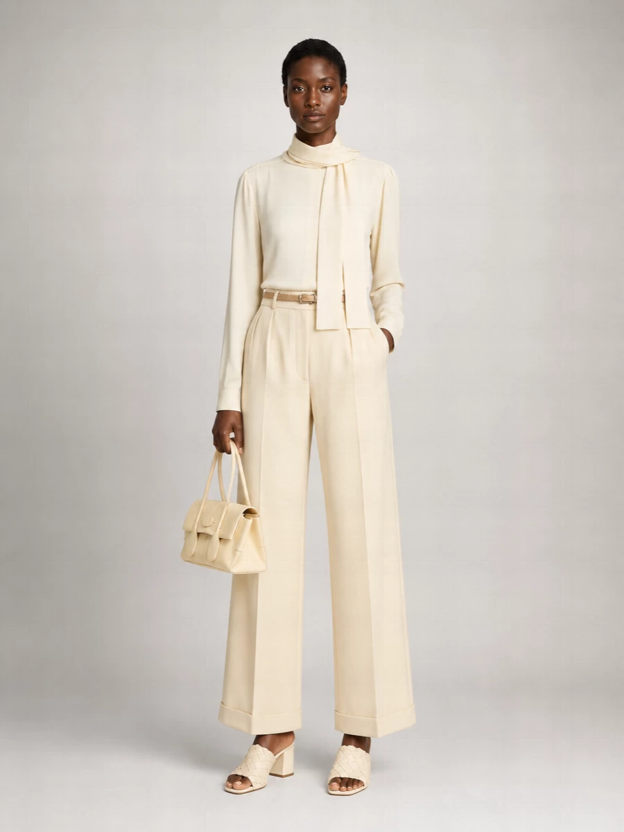 Kiton Virgin Wool Wide-Leg Trousers