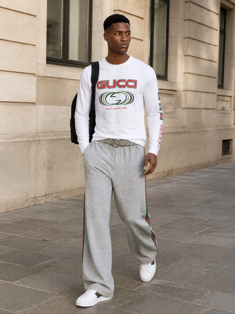 Gucci retro sport outfit track pants belt