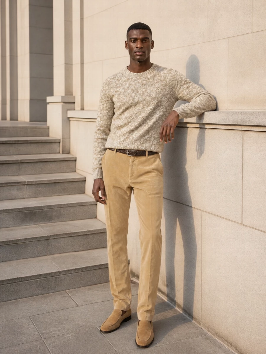 Dsquared2 camel corduroy trousers knit loafers