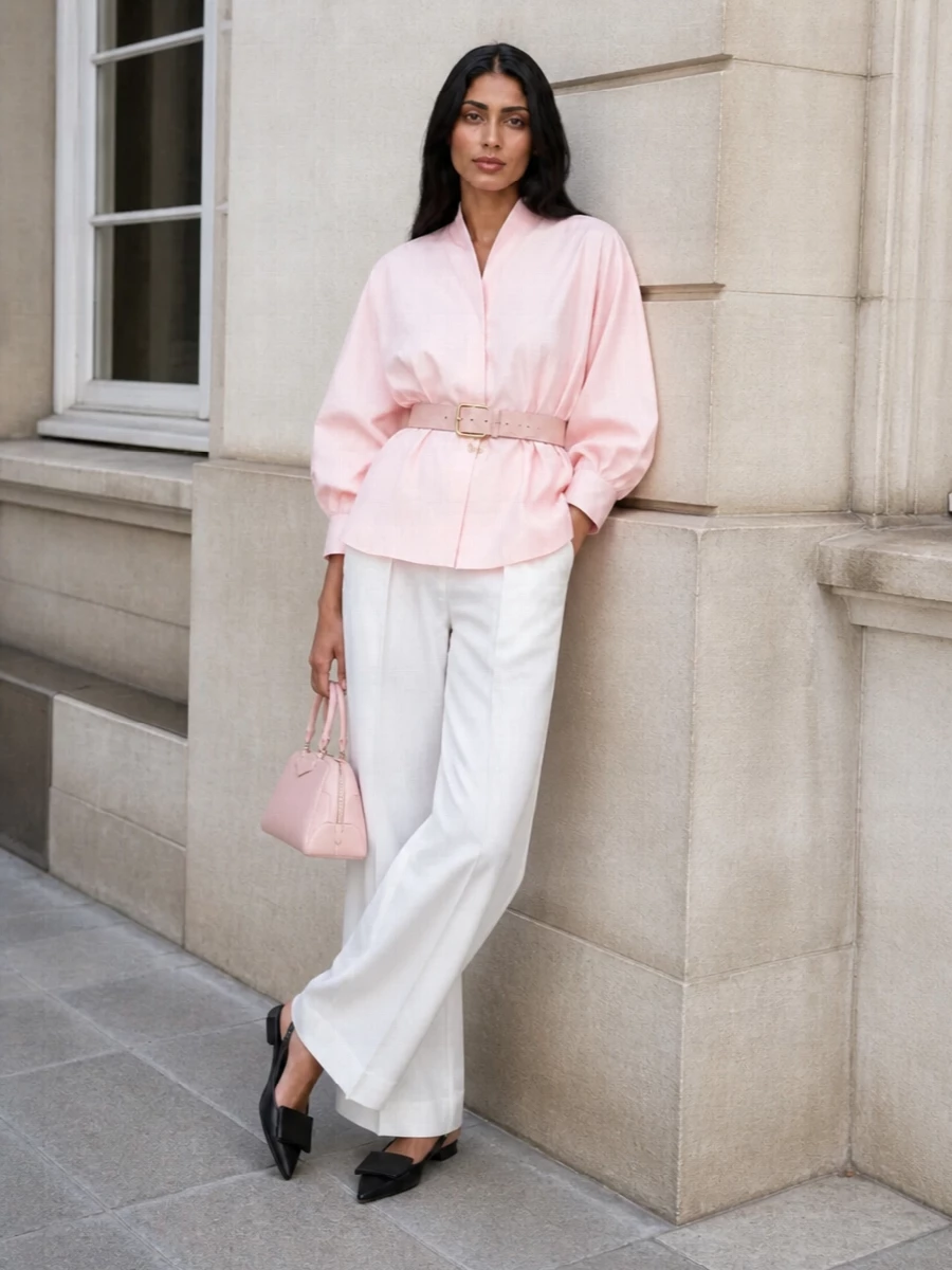 Jacquemus oversized shirt wide leg trousers outfit