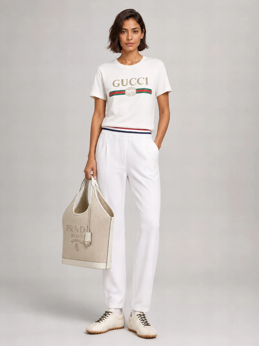 Prada Na Linen Shoulder Bag