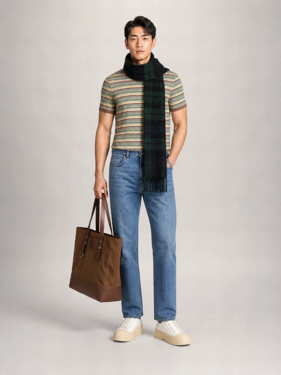 Marni Striped Cotton Crew Neck Short Sleeve T Shirt