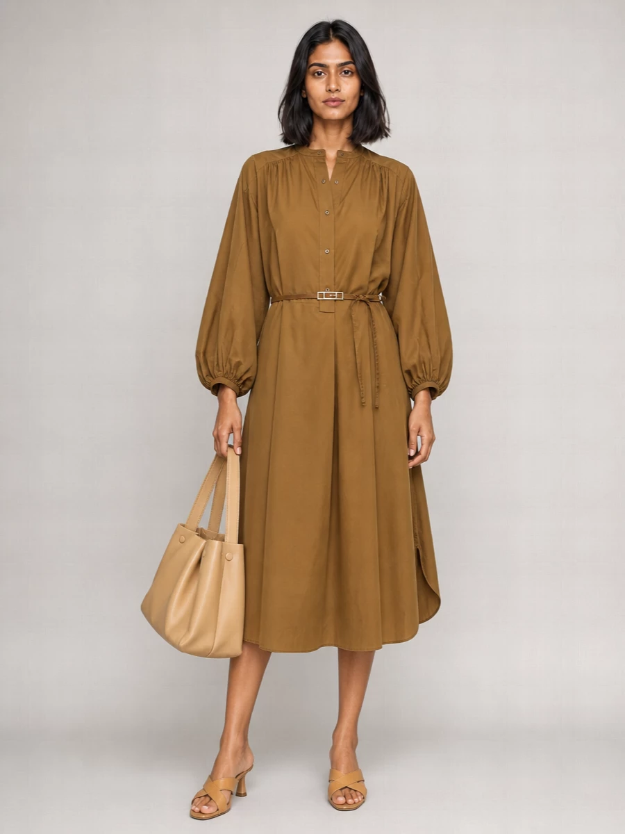 Loulou Studio Cotton Loose-Fit Midi Shirt Dress