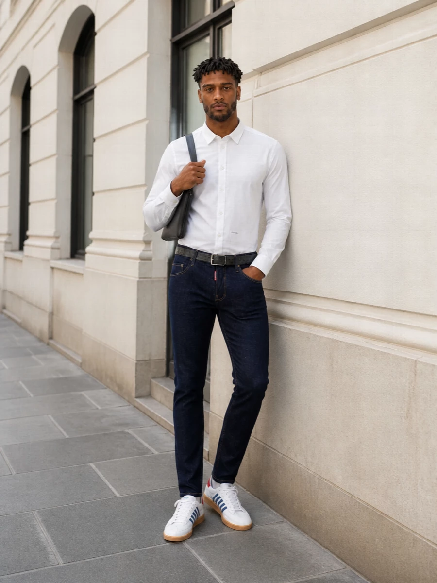 Dsquared2 jeans white shirt retro sneakers