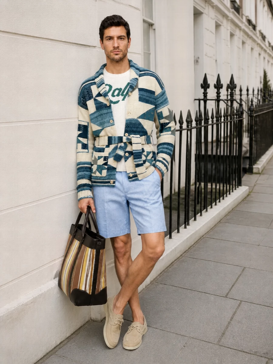 Polo ralph lauren cardigan etro shorts outfit