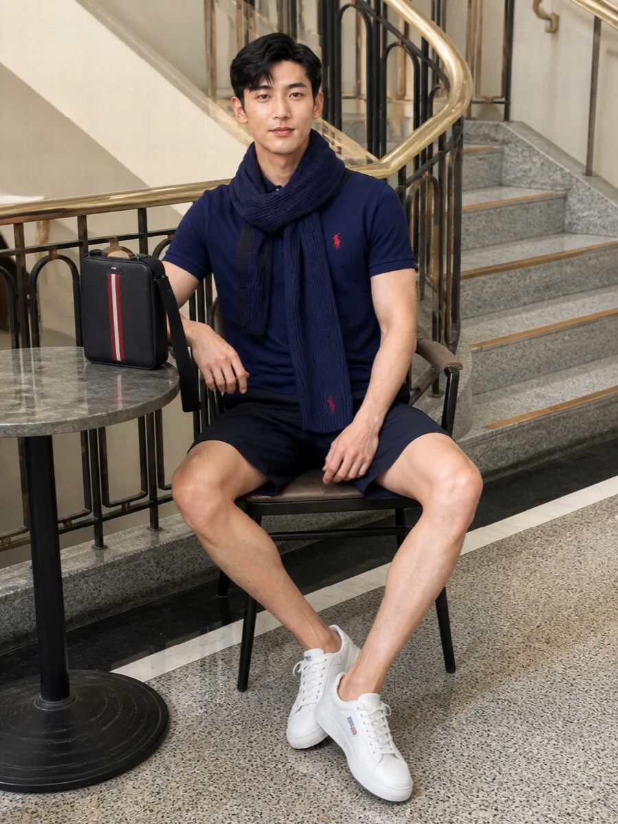 Polo ralph lauren navy polo tailored shorts sneakers