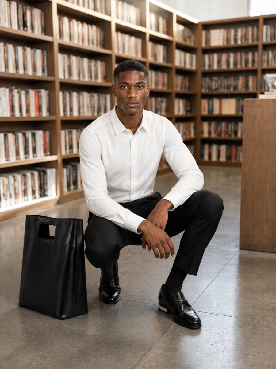 Alexander mcqueen black trousers white shirt outfit