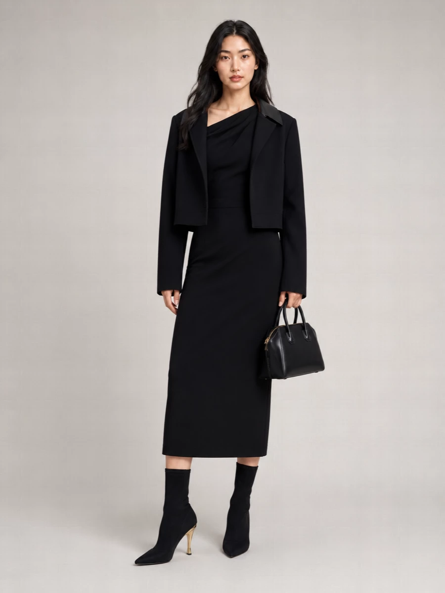 Givenchy Leather Collar Cropped Single Breasted Coat