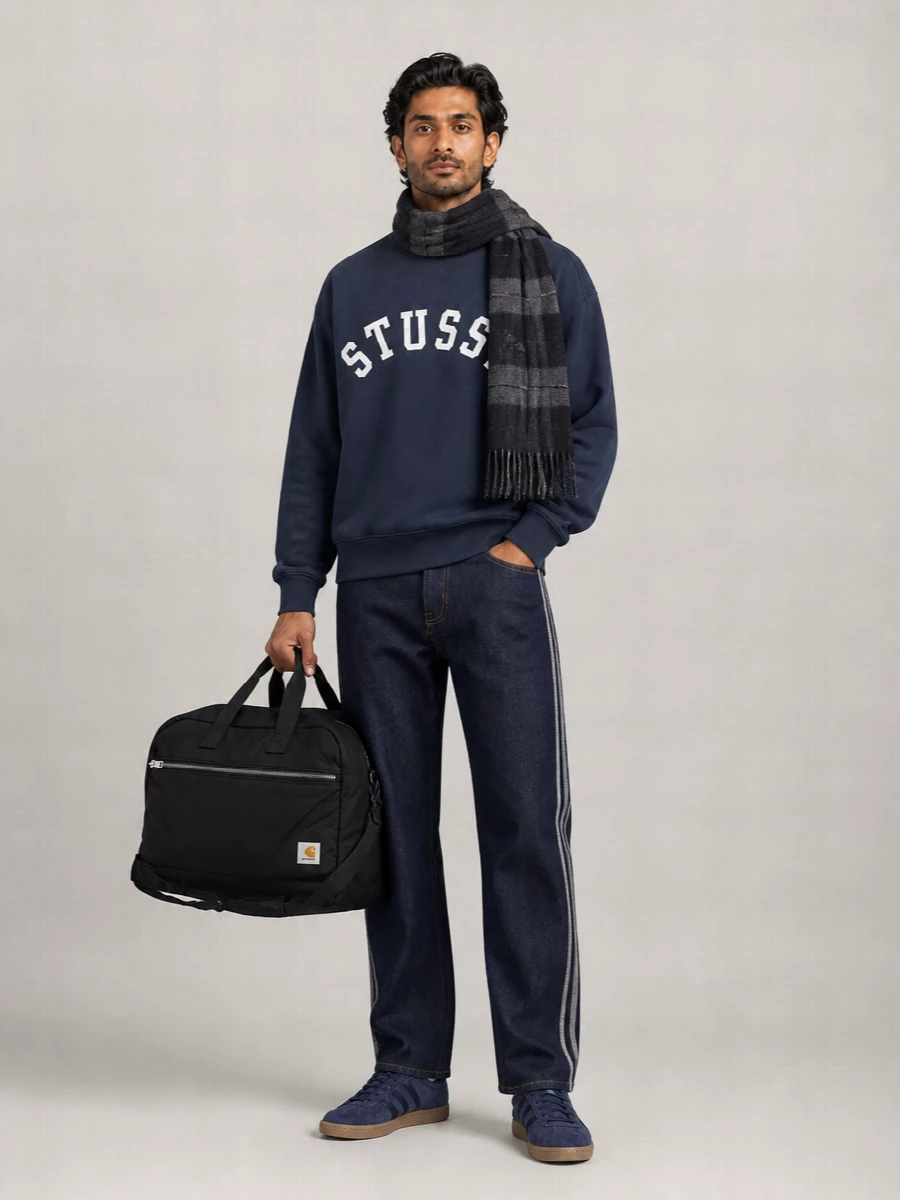 Stüssy Cotton Logo Print Crew Neck Sweatshirt