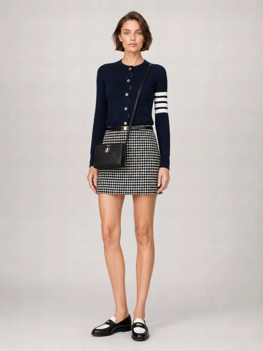 Thom Browne Cashmere Cardigan With Striped Sleeve Detail