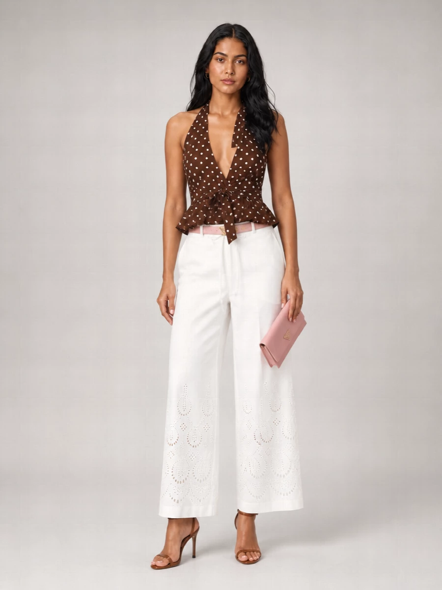 Parosh Silk Polka-Dot Backless Blouse
