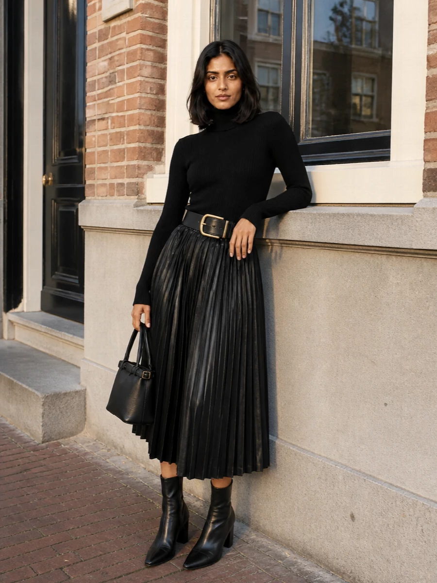 Junya watanabe skirt black turtleneck boots