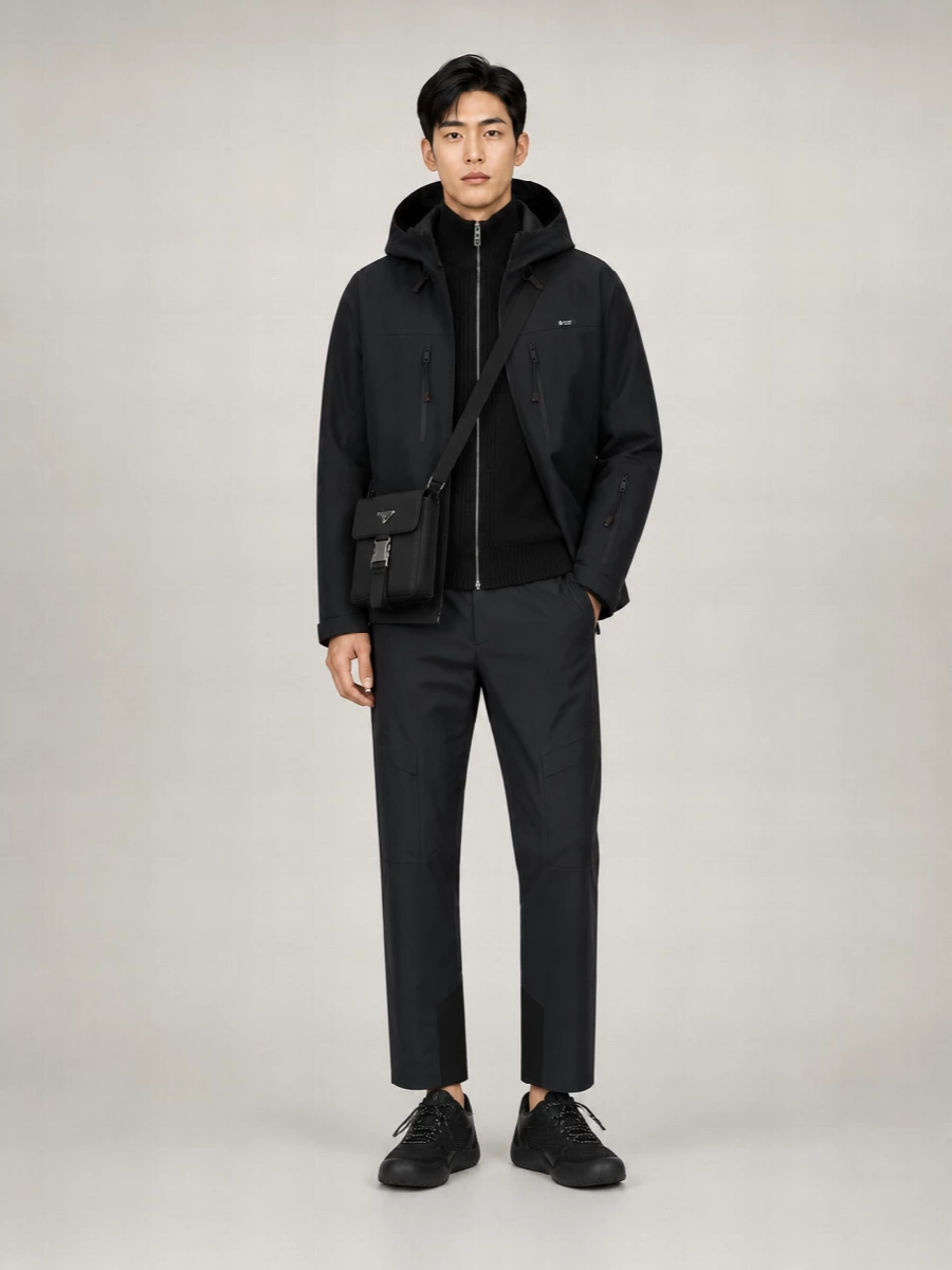 Prada Recycled Polyester Hooded Windbreaker Jacket