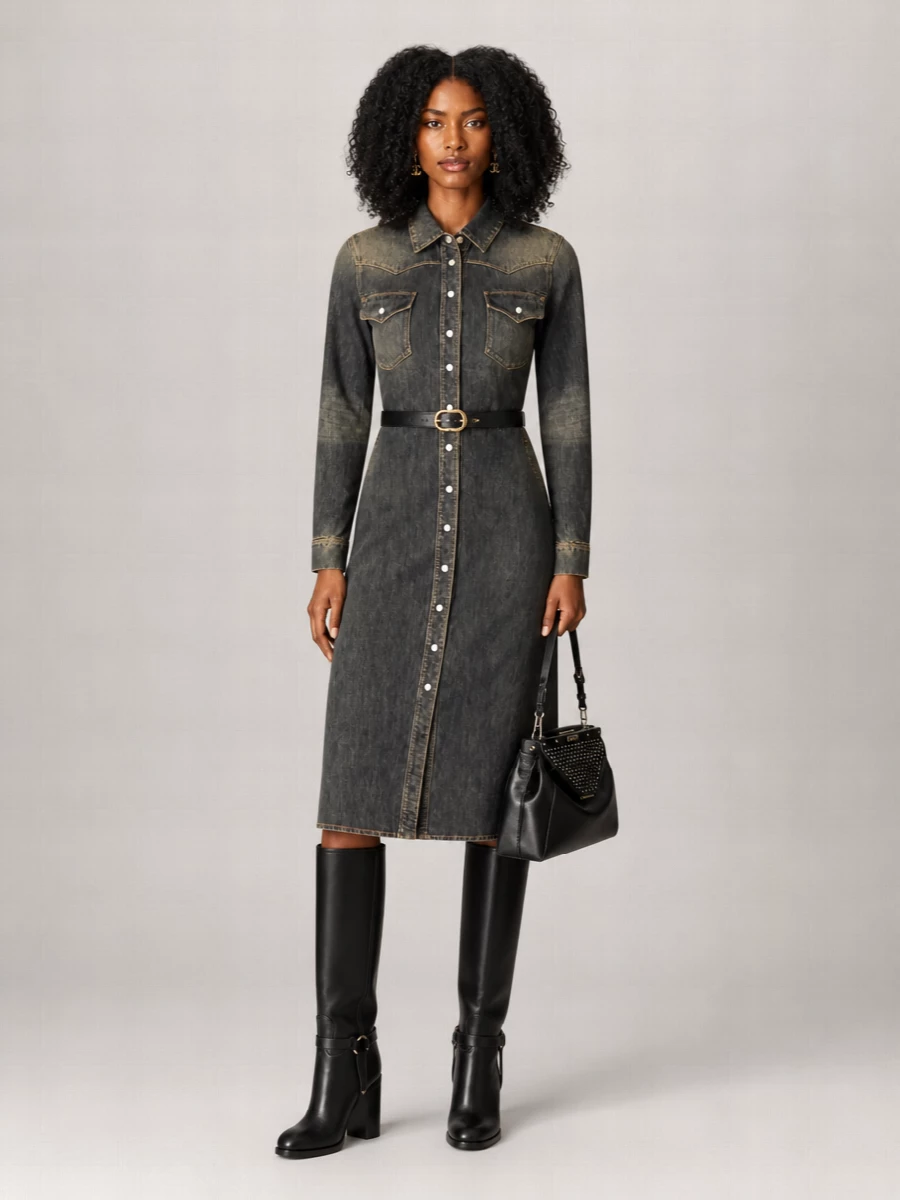 Fendi denim long dress