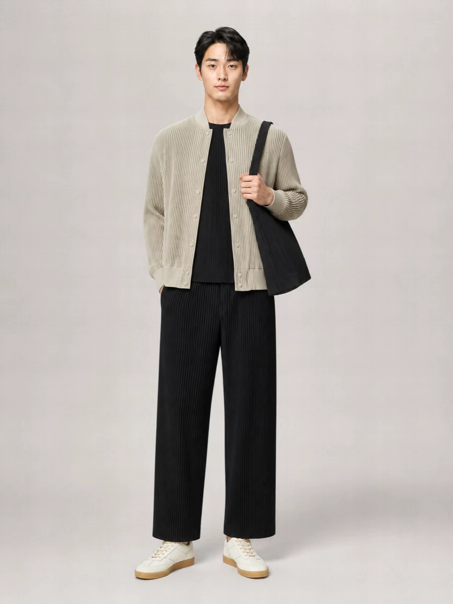 Homme Plisse Issey Miyake Polyester Bomber Jacket