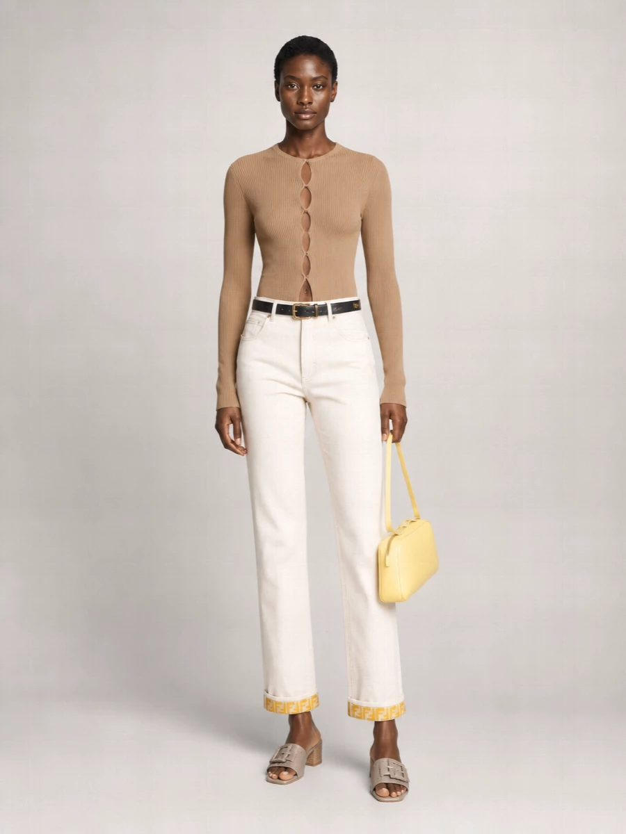 Fendi Denim High-Rise Wide-Leg Straight Jeans