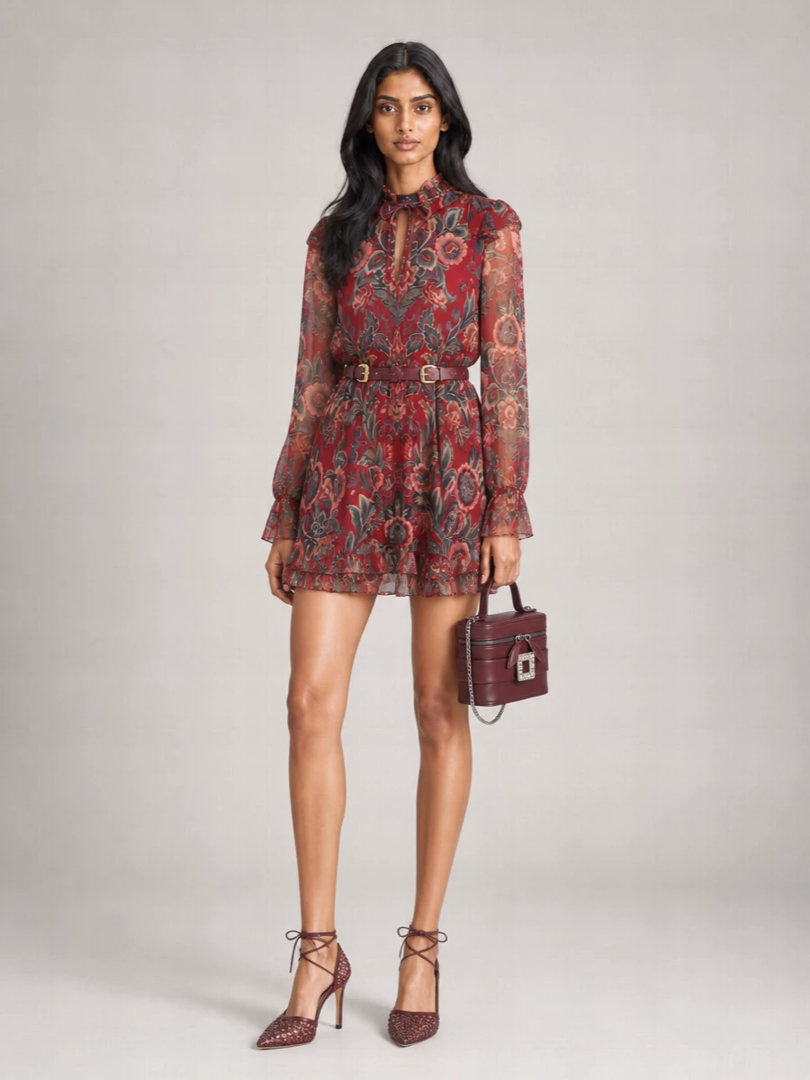 Etro Silk Blend Asymmetric Ruffled Mini Dress