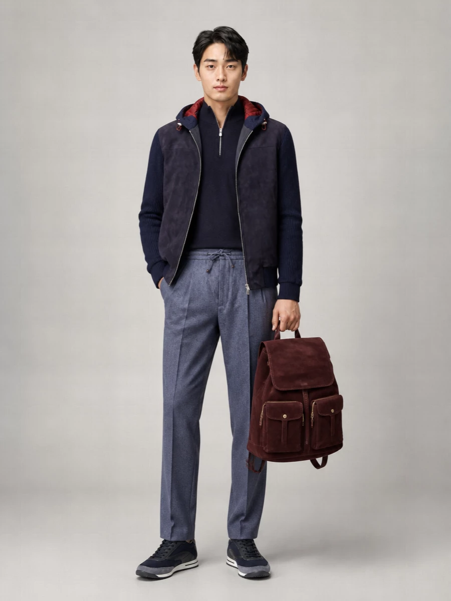 Brunello Cucinelli Leather Hooded Zip Jacket