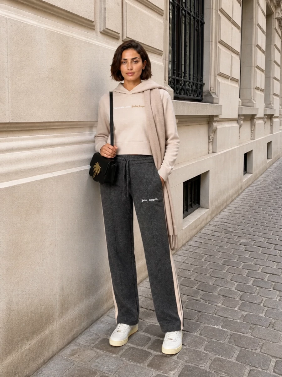 Palm angels hoodie track pants sneakers outfit