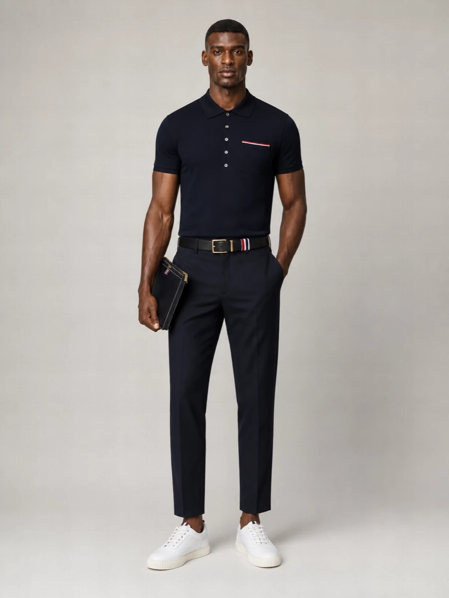 Thom Browne Cotton Short Sleeve Piqué Polo Shirt