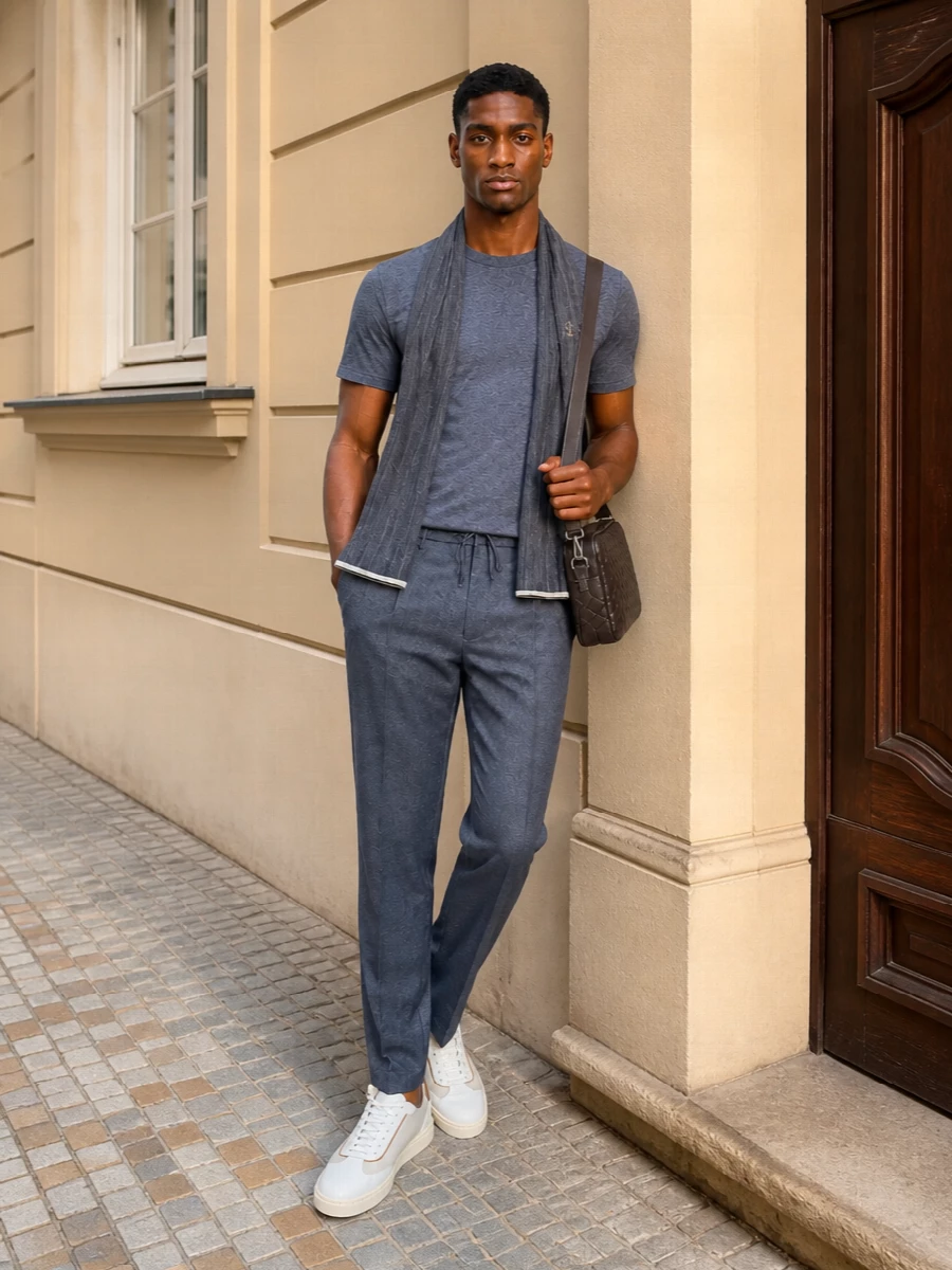 Brunello cucinelli tee drawstring trousers outfit