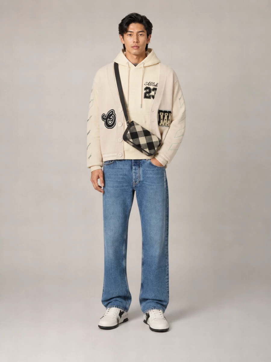 Off-White Cotton Varsity Cardigan