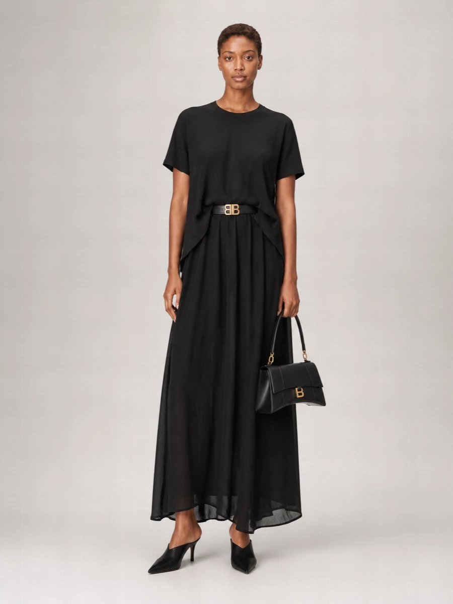 Balenciaga Cotton Jersey Asymmetric Maxi-Train T-Shirt Dress