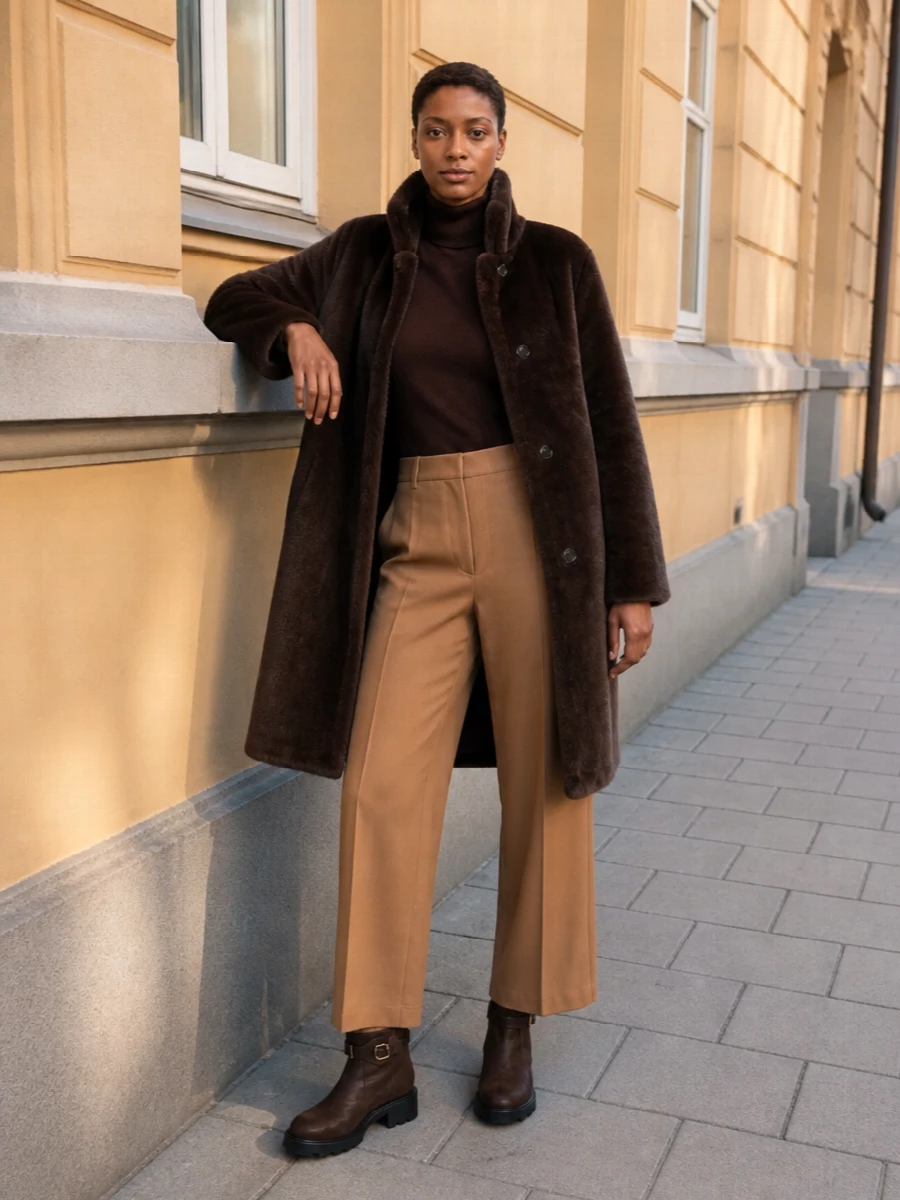 Yves salomon coat saint laurent camel wide leg