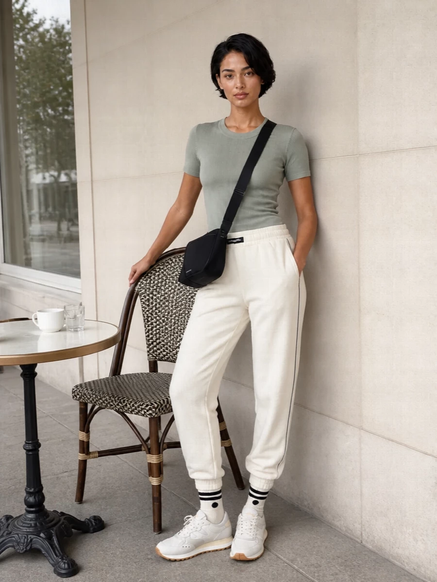 Calvin klein joggers ribbed tee neutral sneakers