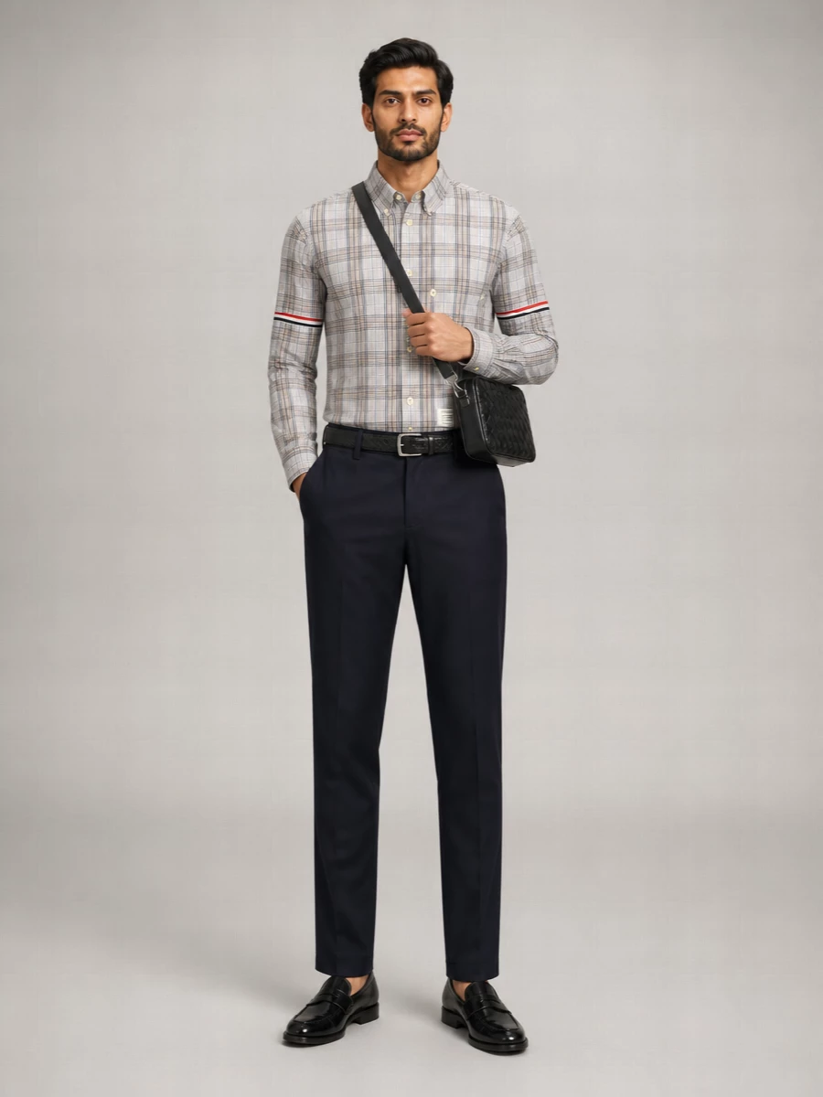 Thom Browne Checked Cotton Poplin Oversized Long-Sleeve Shirt