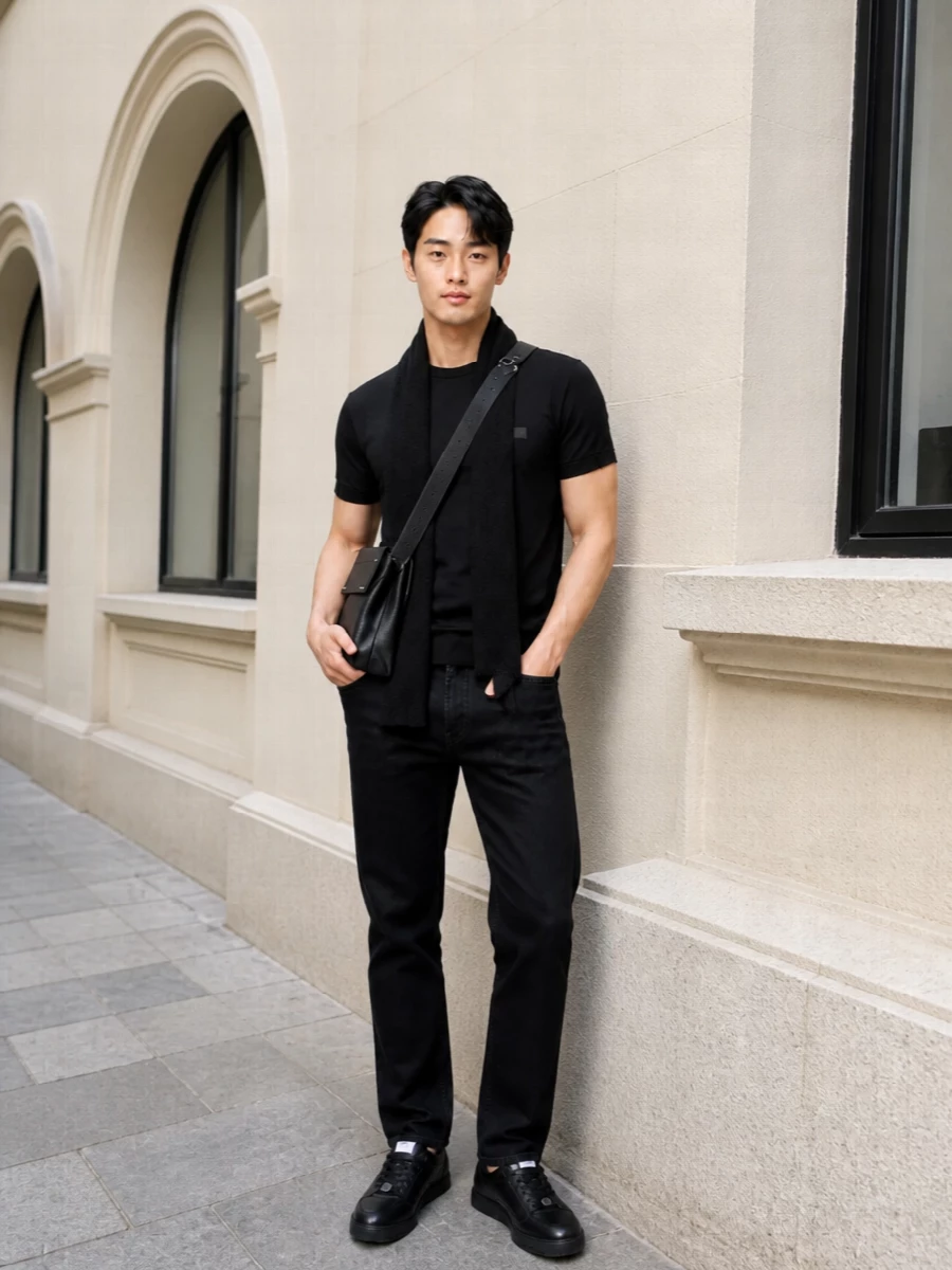 Givenchy black tshirt straight jeans sneakers