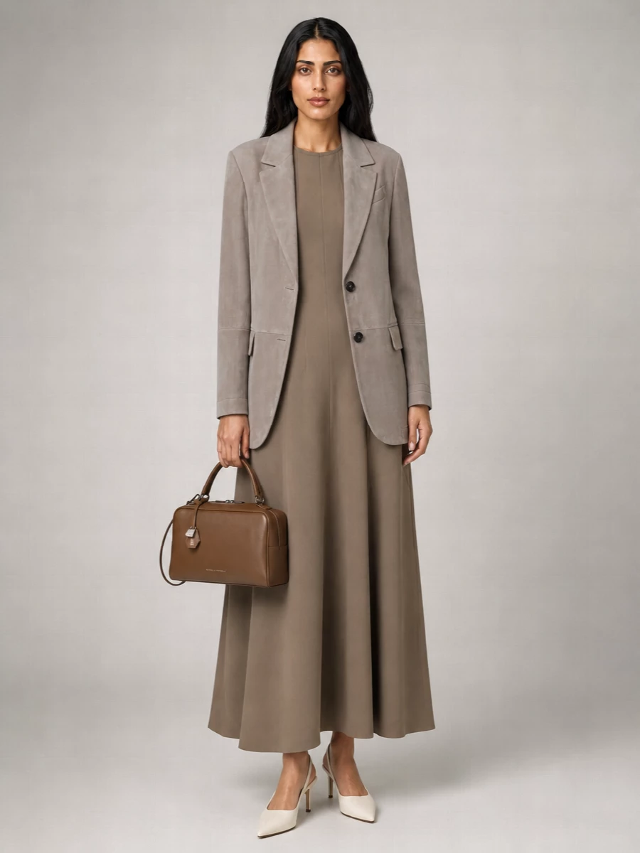 Brunello Cucinelli Suede Single Breasted Blazer