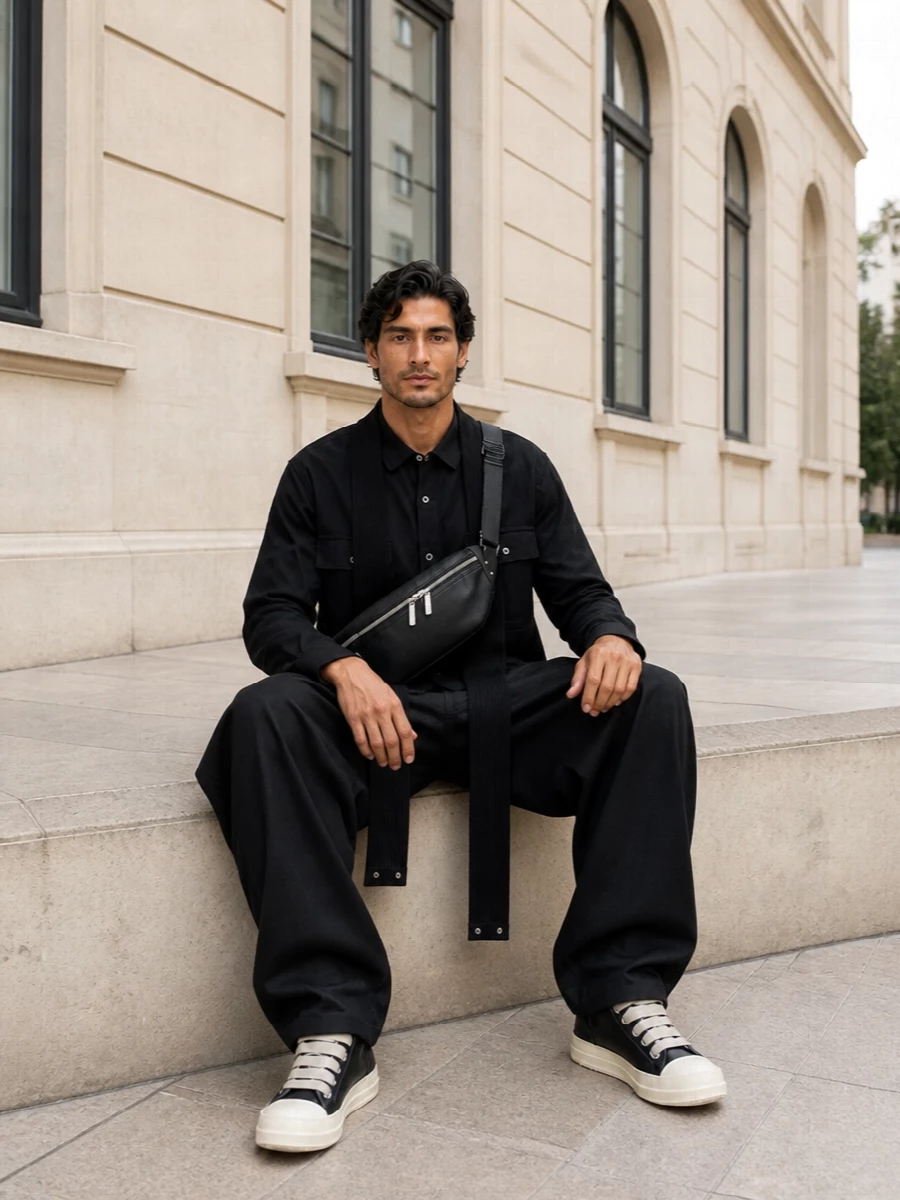 Rick owens drkshdw wide leg pants black shirt