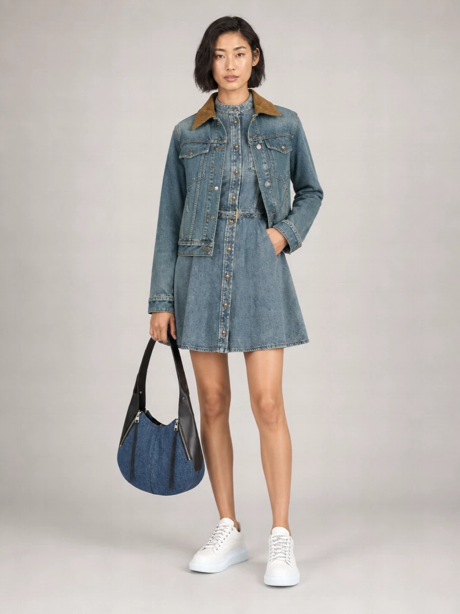 Alexander Mcqueen Skull Denim Shoulder Bag