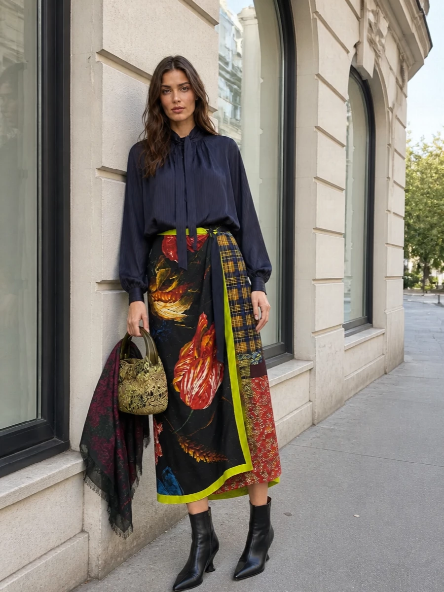 Dries van noten floral wrap skirt ankle boots