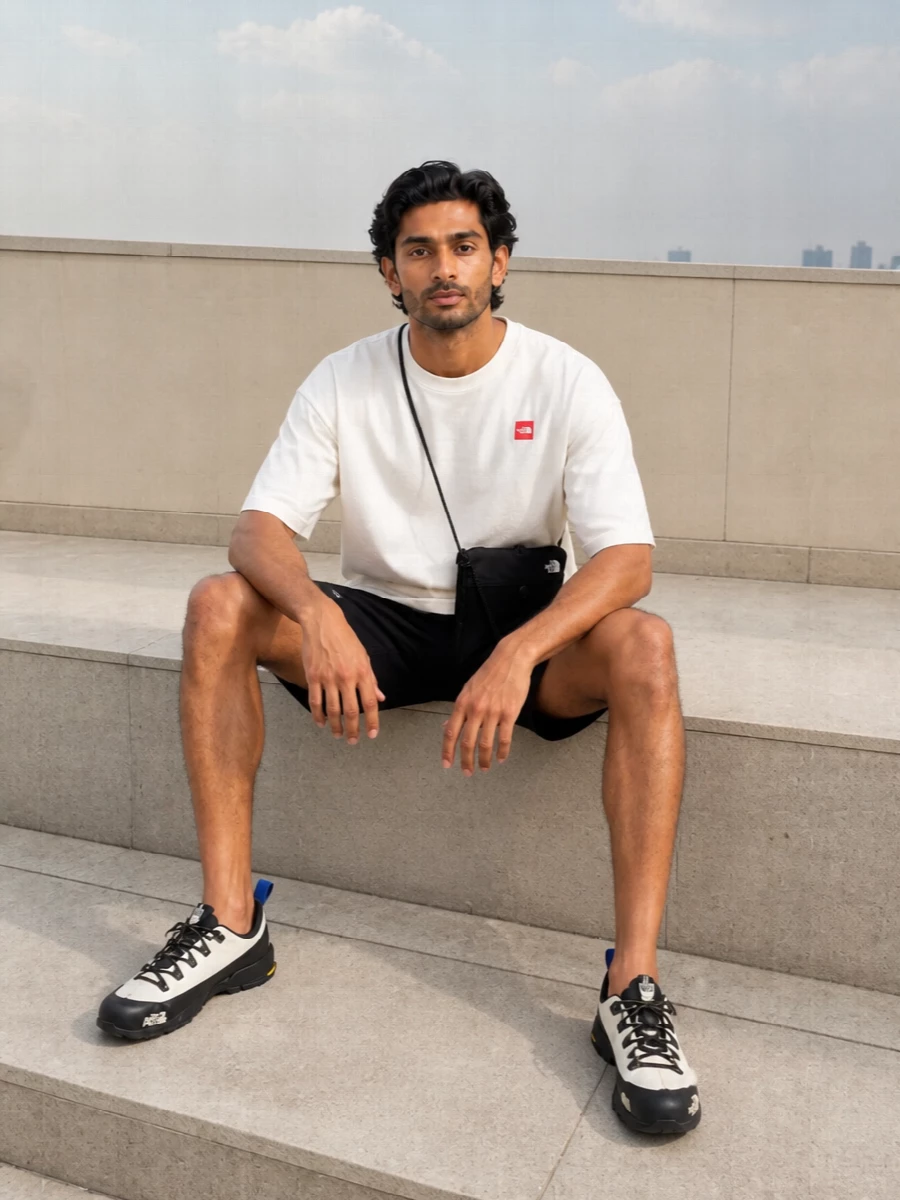 The north face mens black shorts trail sneakers