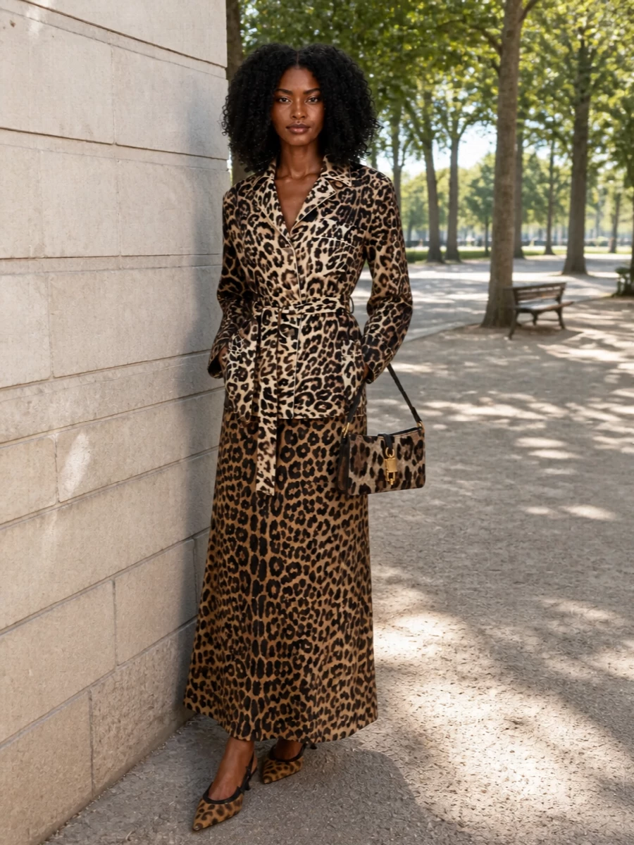 Ermanno scervino leopard jacket slip dress