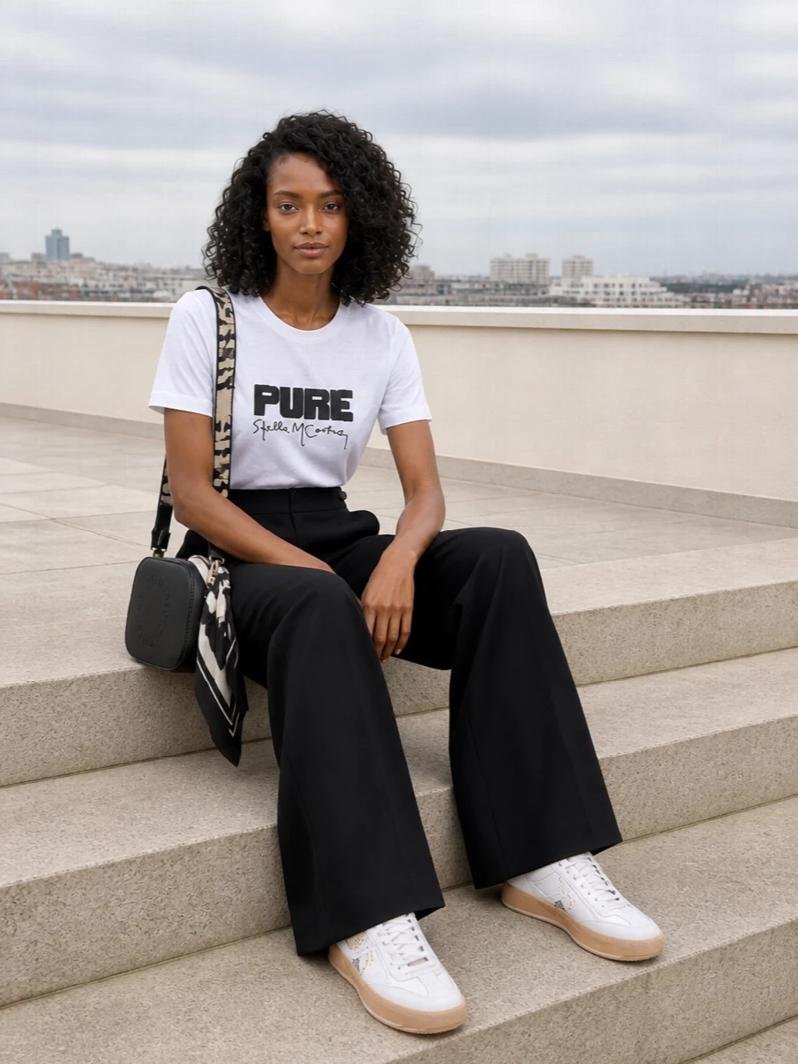 Stella mccartney pure tee black wide leg trousers