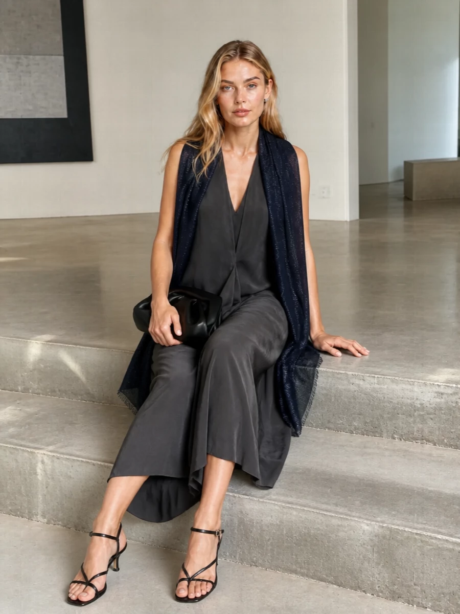 Alysi charcoal midi dress black strappy heels