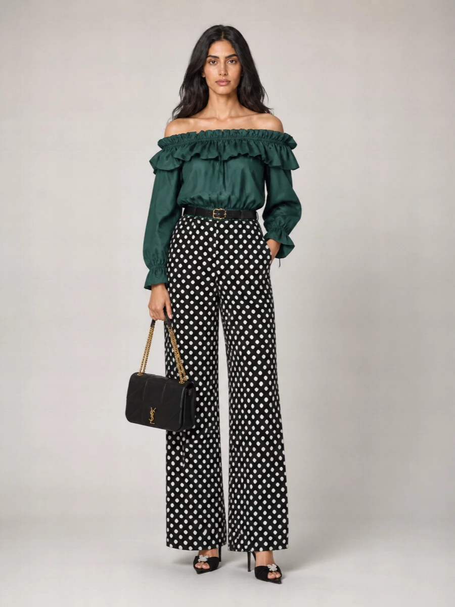 Saint Laurent off-shoulder ruffled mini dress