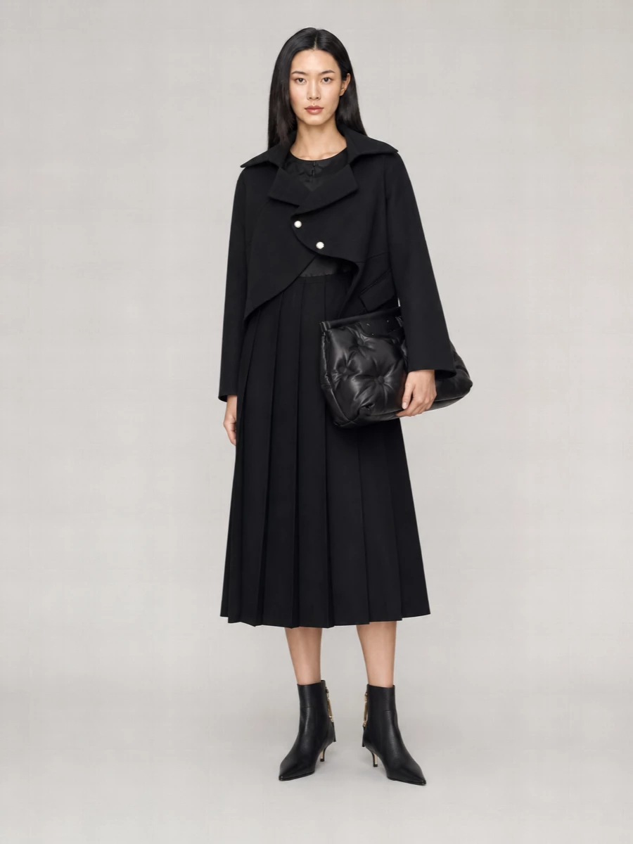 Comme Des Garçons Wool Micro Ribbed Double Breasted Coat